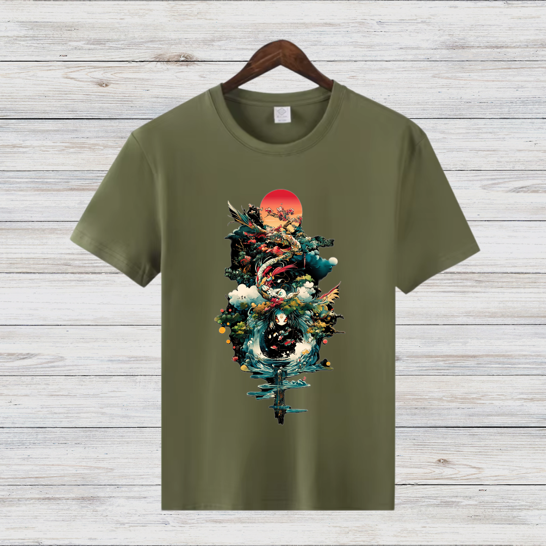 Mystischer Drache | Japanisches Kunst T-Shirt | Asiatisches Design | Fantasy Shirt für Stilbewusste