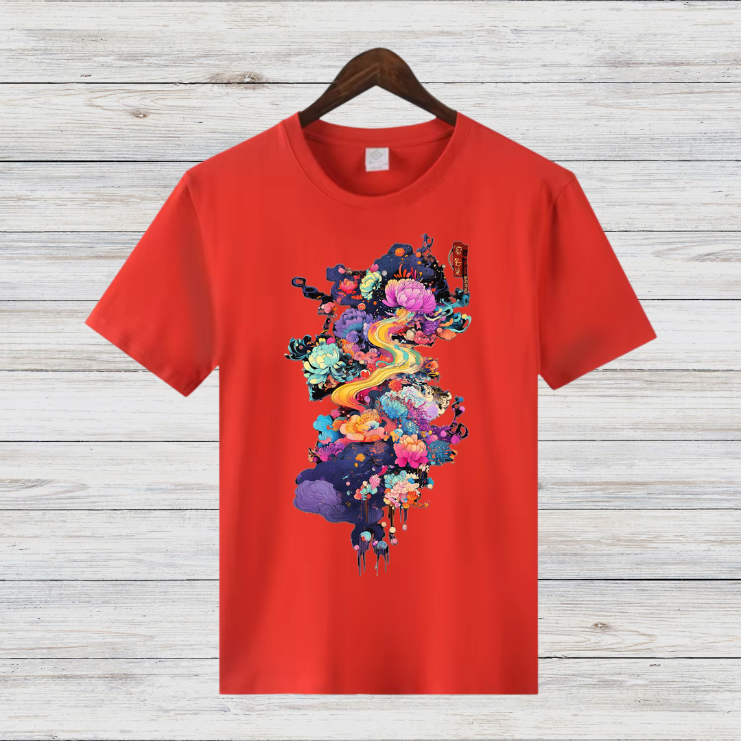 Magisches Kunst T-Shirt | Künstlerisches Design | Farbenfrohe Mode | Baumwollshirt für kreative Styles