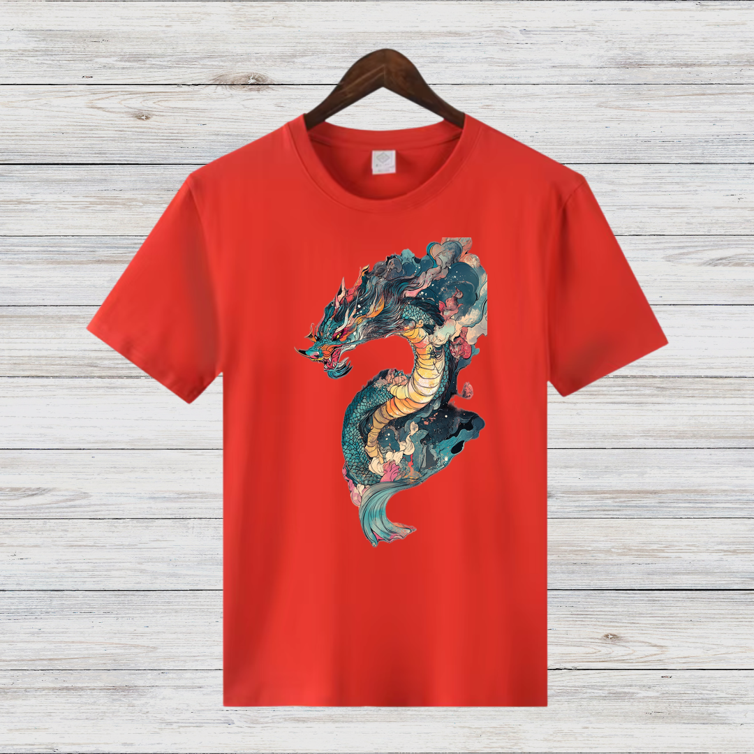 Mystischer Drache | Asiatisches Drachen T-Shirt | Fantasy Shirt für Wintertage | Baumwollshirt mit Drachenmotiv