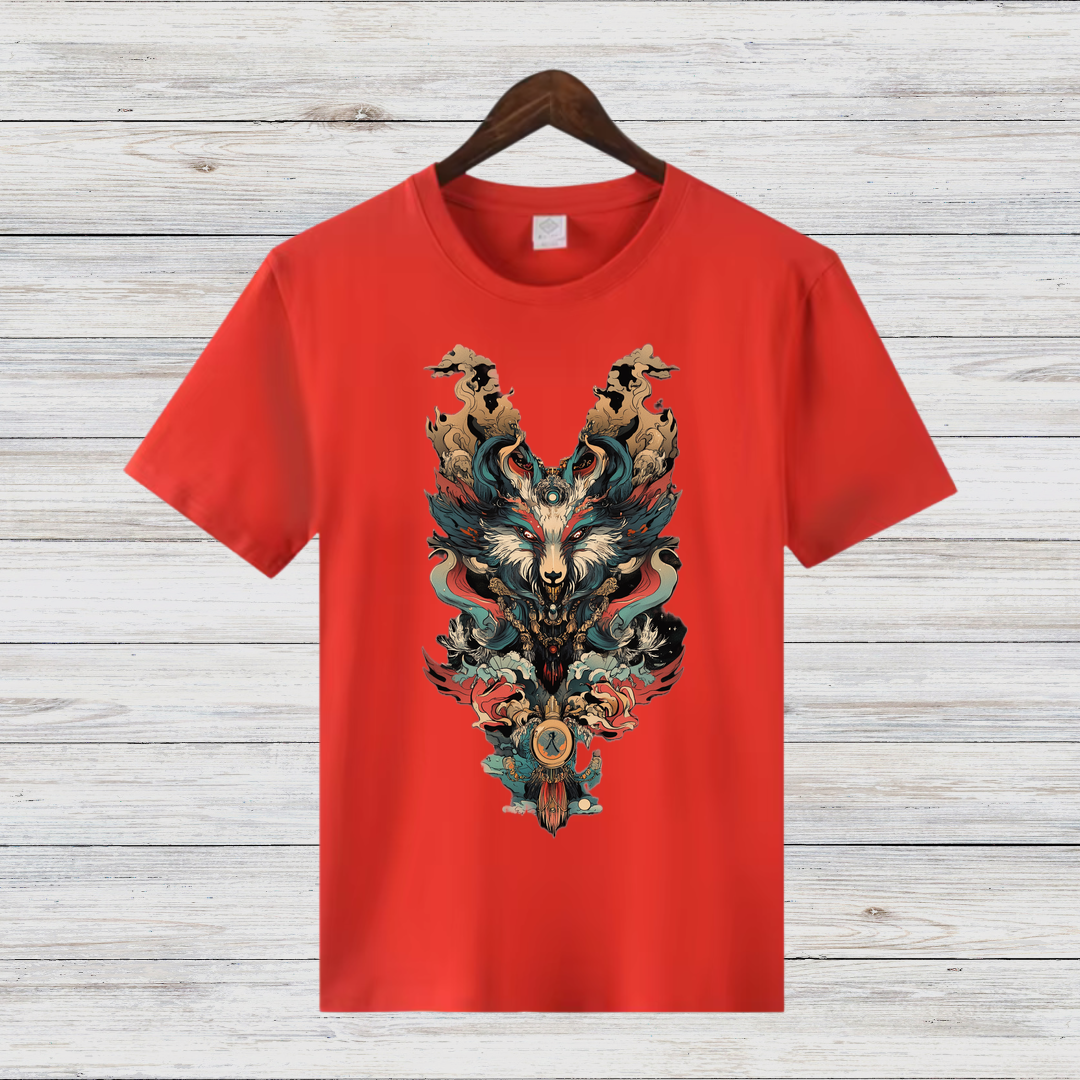Mystischer Wolf | Fantasy T-Shirt | Kunstvolles Winterdesign | Mystik & Natur | Shirt für Männer