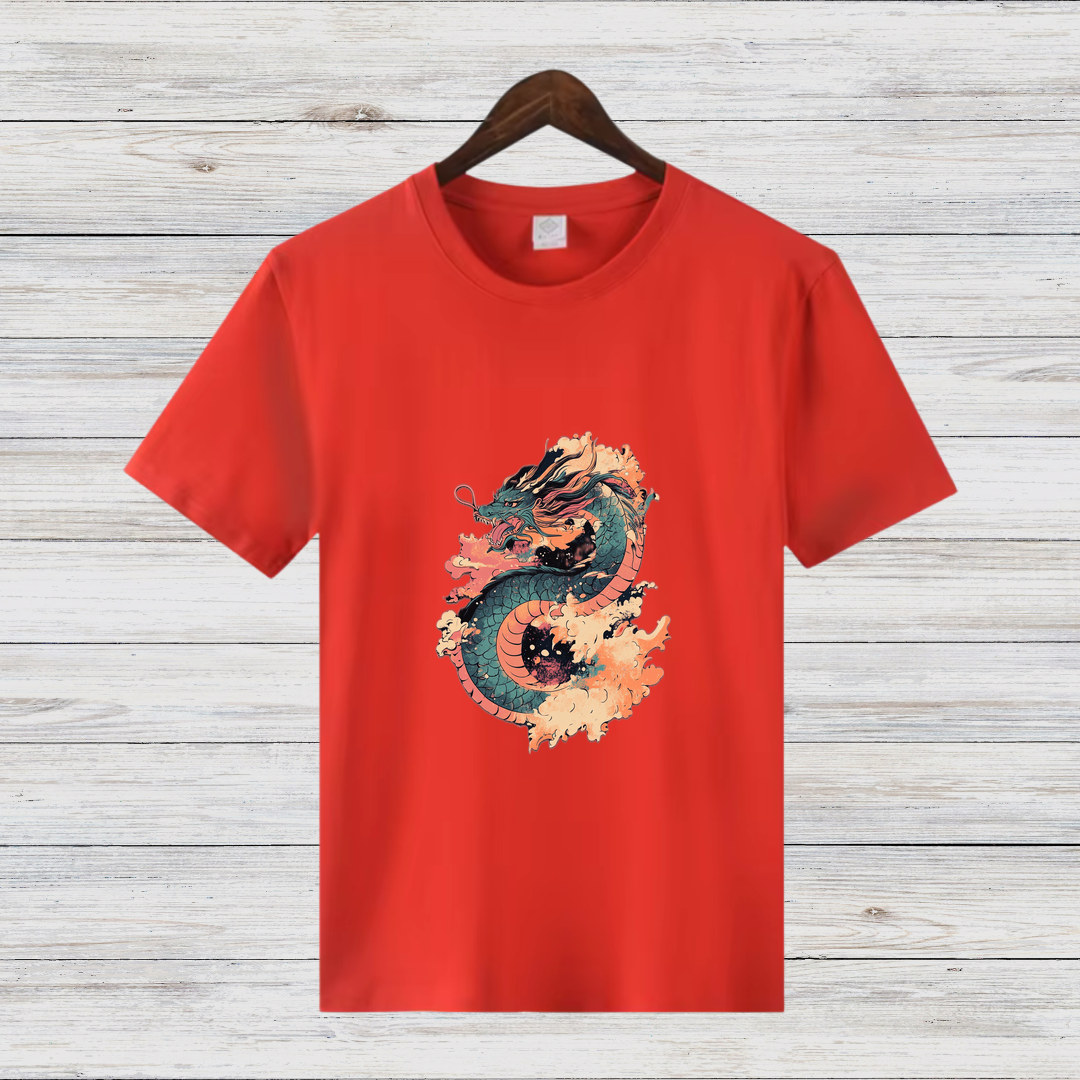 Mystischer Drache | Asiatisches Drachen T-Shirt | Winter Streetwear | Stilvolles Baumwollshirt für Dragon Fans