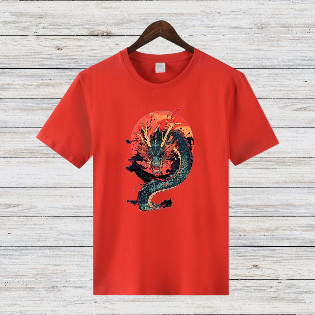 Mystischer Drache | Asiatisches Drachen T-Shirt | Kunstvolles Fantasy Design | Stilvolles Shirt für Wintertage