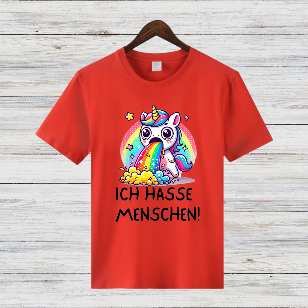 Lustiges Einhorn Shirt | Sarkastisches Anti-Menschen Design | Regenbogen-Kotzendes Einhorn | Statement Shirt für Individualisten