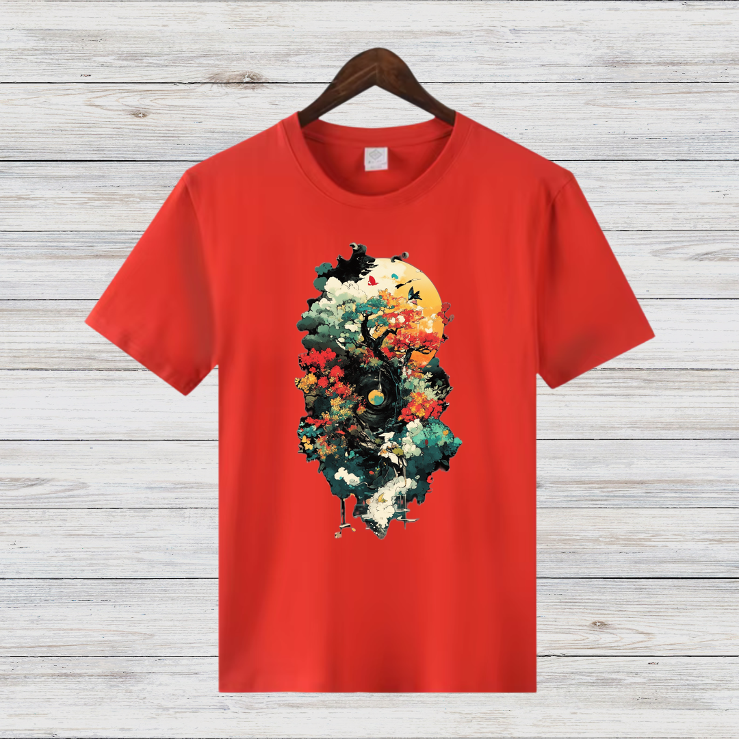 Mystischer Wald | Künstlerisches Natur T-Shirt | Fantasievolles Design | Baumwollshirt für Naturliebhaber