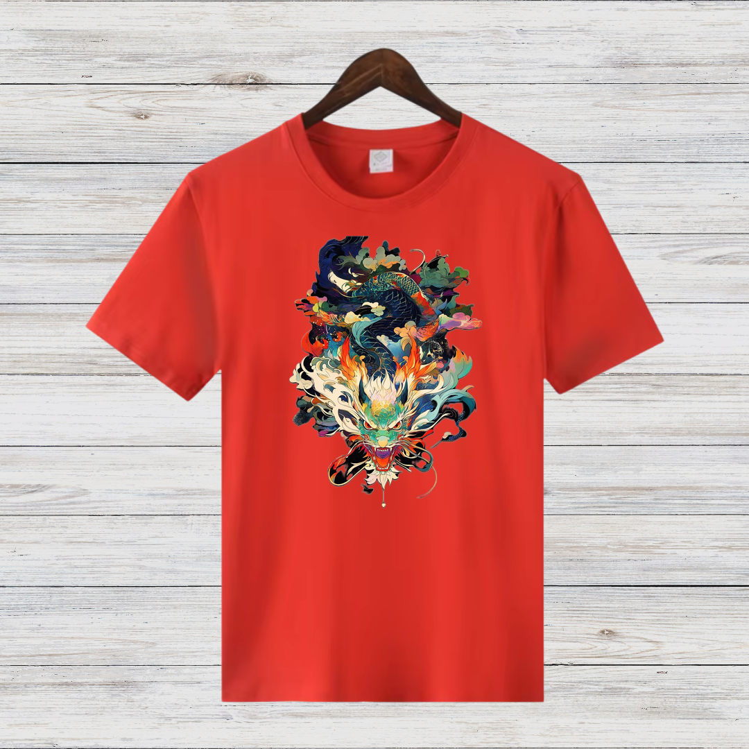 Mystischer Drache | Asiatisches Kunst T-Shirt | Stylisches Drachenmotiv | Baumwollshirt für Fantasy-Fans