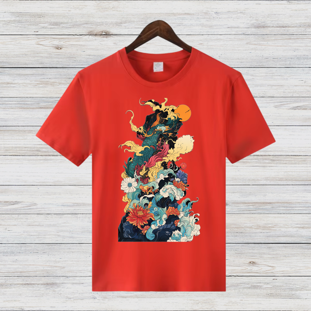 Mystisches Kunst-Shirt | Japanisches Wellen-Design | Stilvolles Winter T-Shirt | Fashion-Statement für Kreative