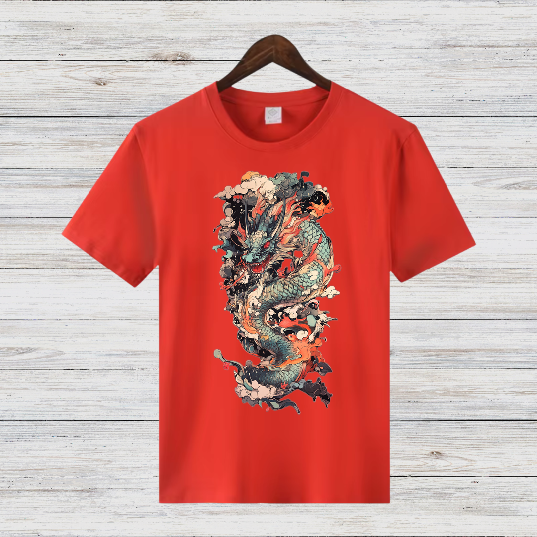 Mystischer Drache | Asiatisches Drachen T-Shirt | Kunstvolles Fantasy Shirt | Stilvolles Geschenk für Drachenfans