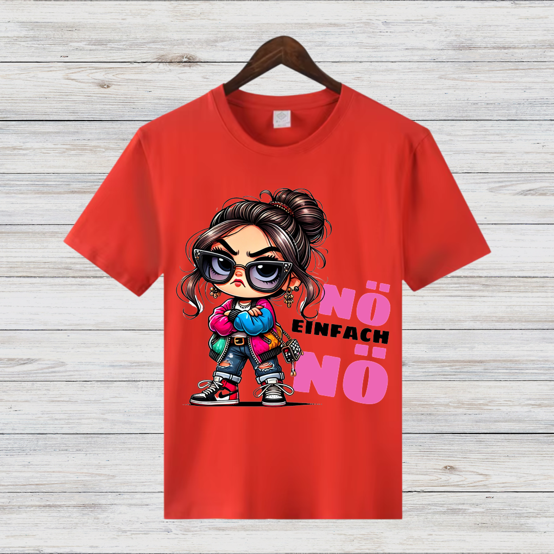Nö Einfach Nö Shirt | Lustiges Statement Shirt | Freches Cartoon Design | Cooles T-Shirt für Damen