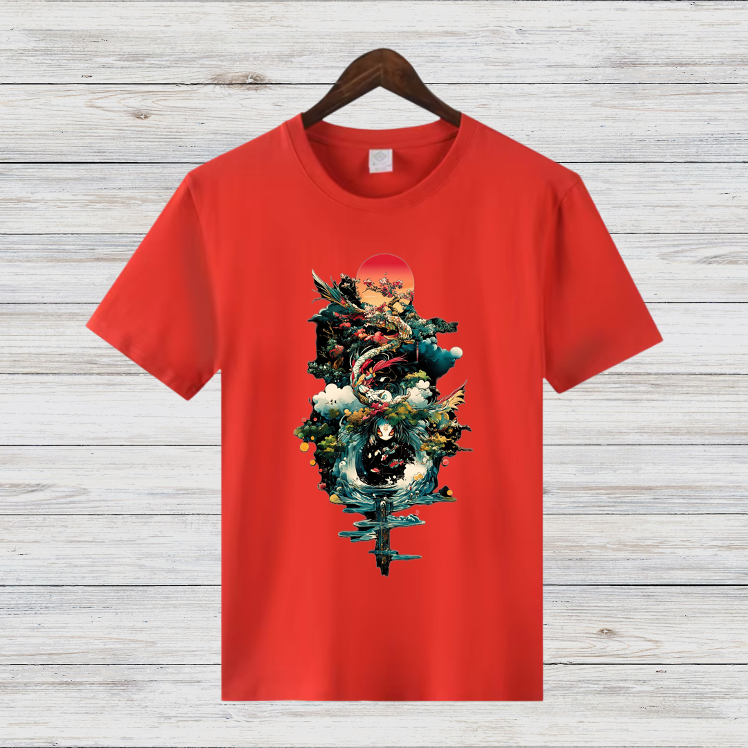 Mystischer Drache | Japanisches Kunst T-Shirt | Asiatisches Design | Fantasy Shirt für Stilbewusste