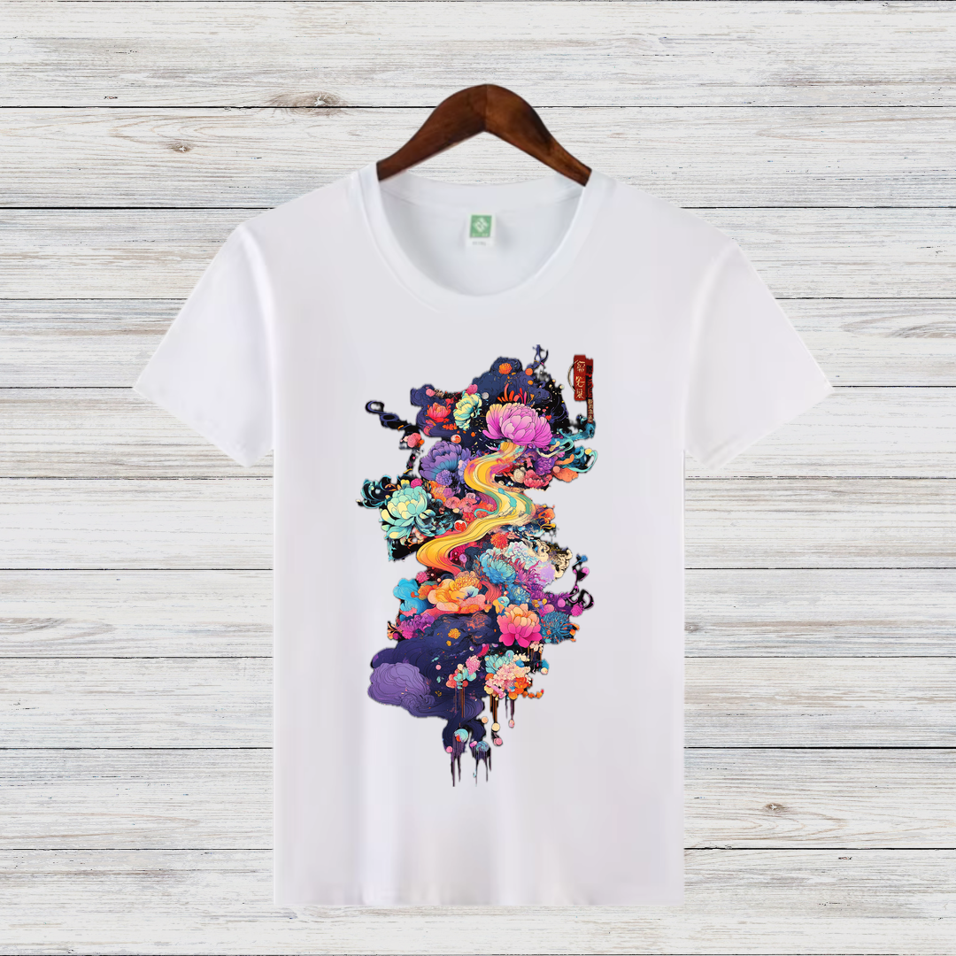 Magisches Kunst T-Shirt | Künstlerisches Design | Farbenfrohe Mode | Baumwollshirt für kreative Styles