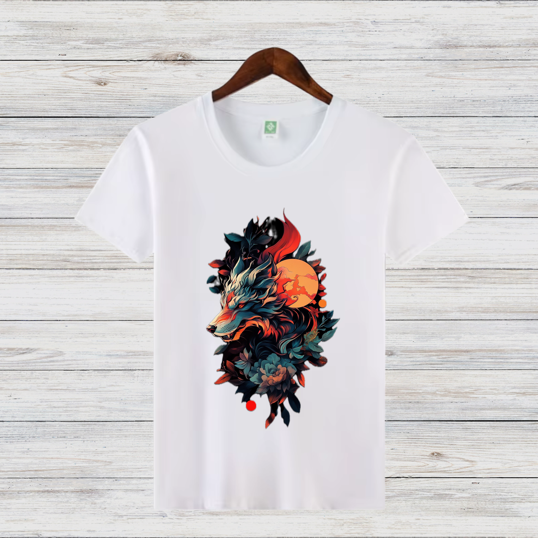 Mystischer Wolf | Winter T-Shirt | Fantasievolles Wolfsmotiv | Stilvolles Statement Shirt für Tierliebhaber
