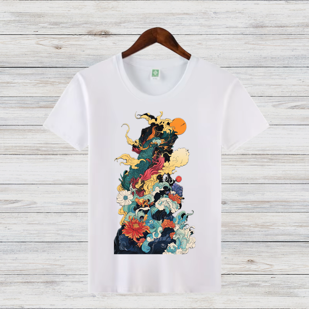 Mystisches Kunst-Shirt | Japanisches Wellen-Design | Stilvolles Winter T-Shirt | Fashion-Statement für Kreative