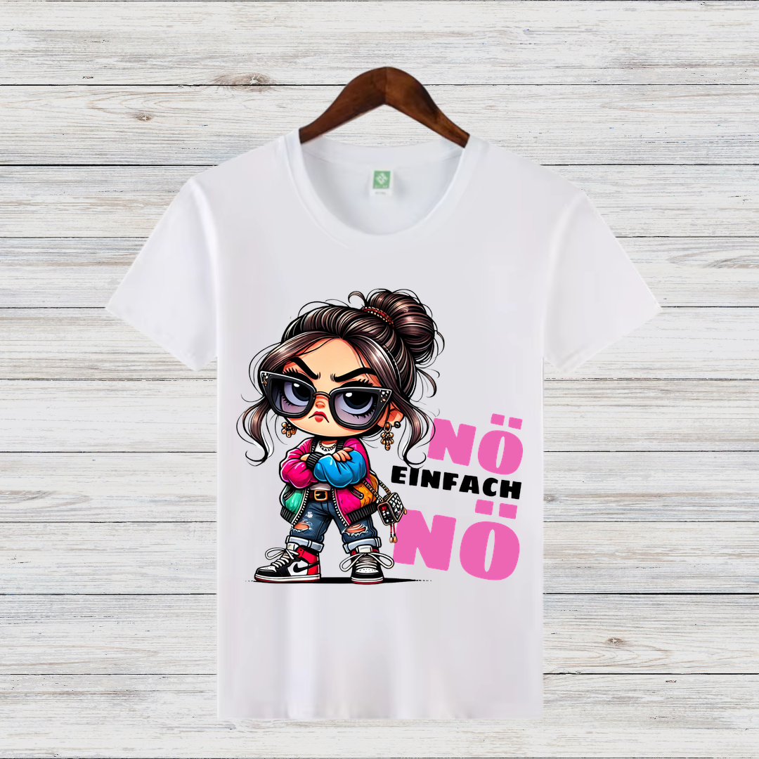 Nö Einfach Nö Shirt | Lustiges Statement Shirt | Freches Cartoon Design | Cooles T-Shirt für Damen