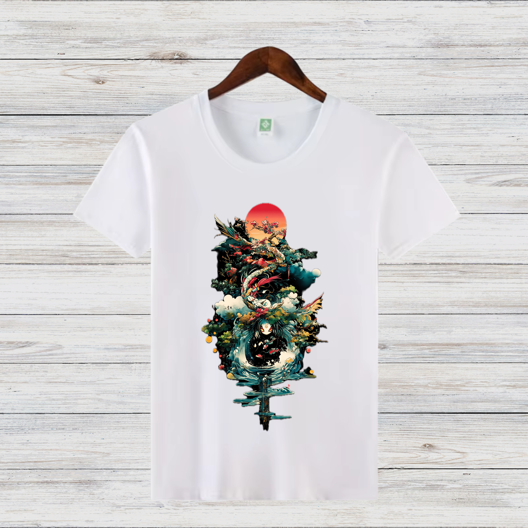 Mystischer Drache | Japanisches Kunst T-Shirt | Asiatisches Design | Fantasy Shirt für Stilbewusste