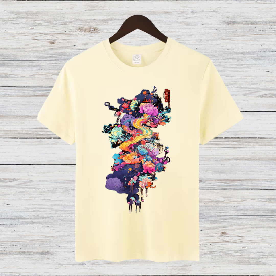 Magisches Kunst T-Shirt | Künstlerisches Design | Farbenfrohe Mode | Baumwollshirt für kreative Styles
