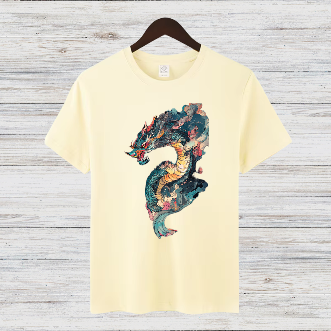 Mystischer Drache | Asiatisches Drachen T-Shirt | Fantasy Shirt für Wintertage | Baumwollshirt mit Drachenmotiv