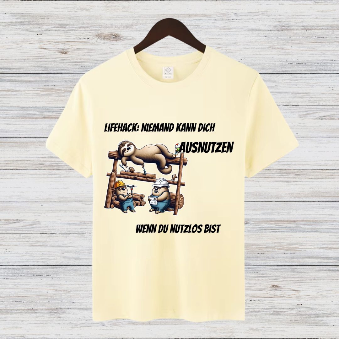 Lifehack Faultier-Shirt | Lustiges Statement-Shirt | Humorvolles Design für den Alltag | Perfekt für den Winter