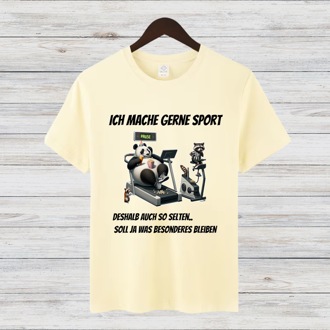 Ich mache gerne Sport | Lustiges Panda Shirt | Humorvolles Motiv für Sportmuffel | Statement-Shirt für Damen