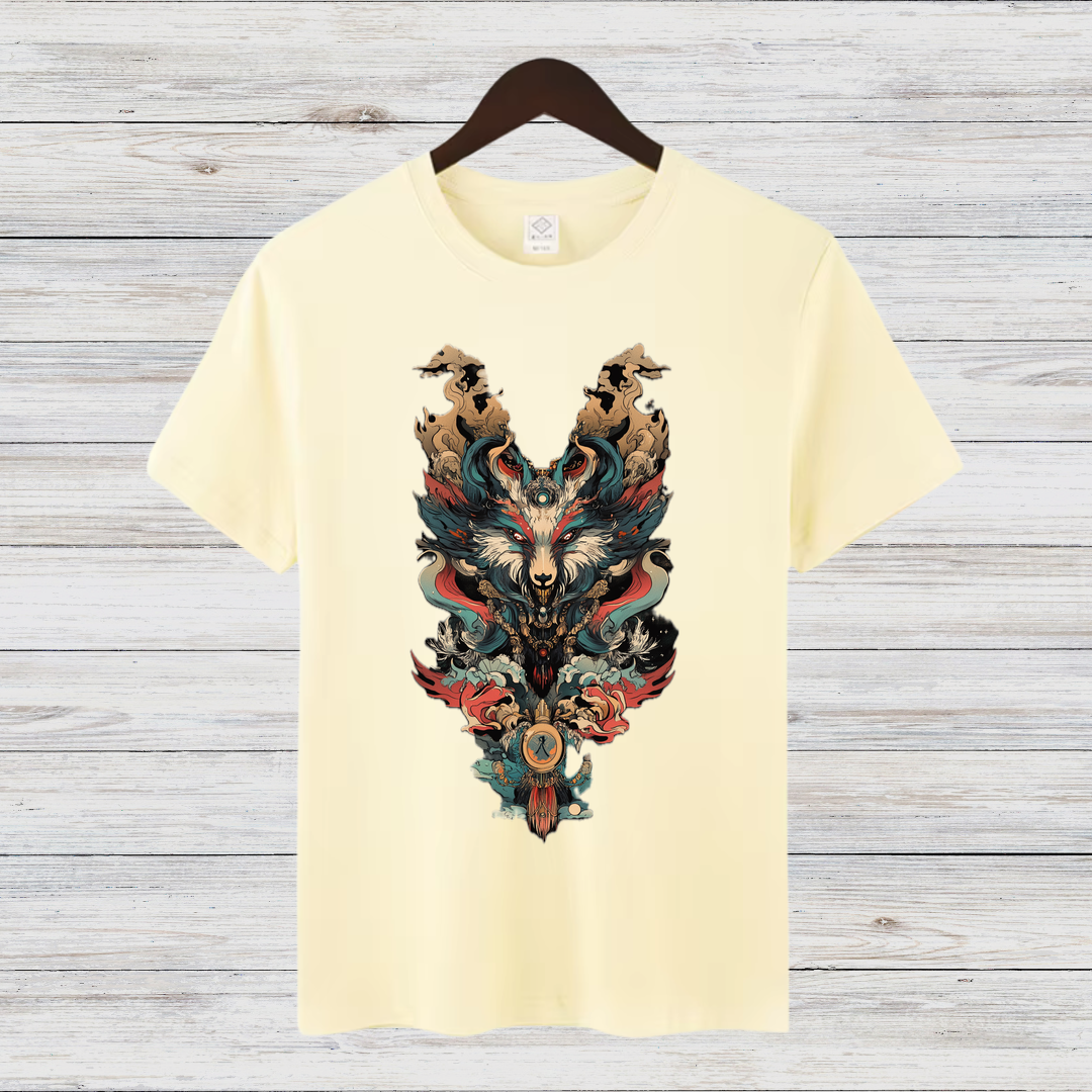 Mystischer Wolf | Fantasy T-Shirt | Kunstvolles Winterdesign | Mystik & Natur | Shirt für Männer