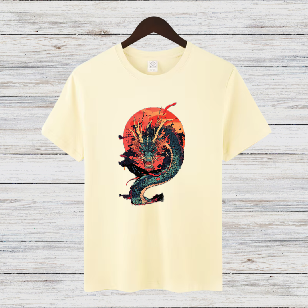 Mystischer Drache | Asiatisches Drachen T-Shirt | Kunstvolles Fantasy Design | Stilvolles Shirt für Wintertage