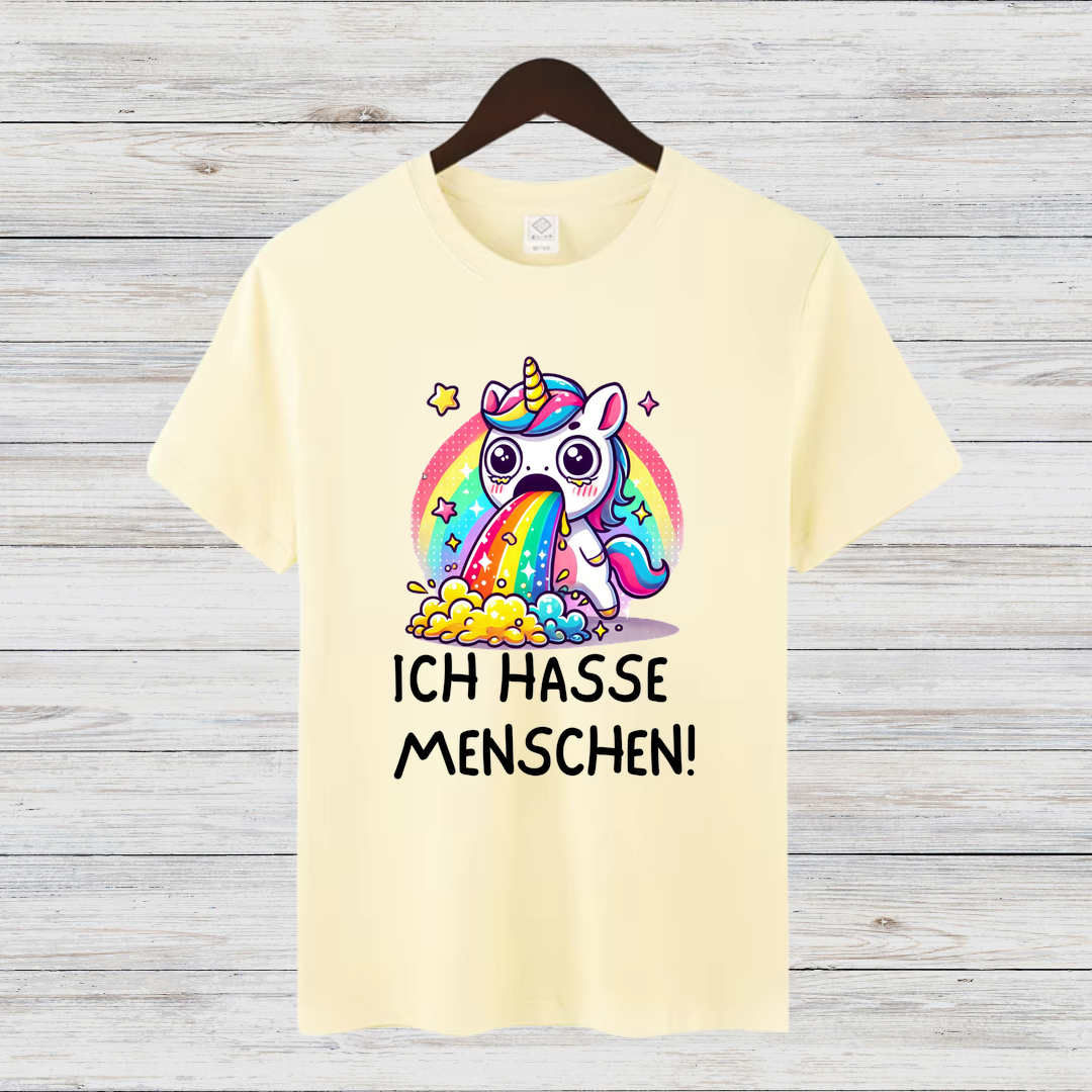 Lustiges Einhorn Shirt | Sarkastisches Anti-Menschen Design | Regenbogen-Kotzendes Einhorn | Statement Shirt für Individualisten