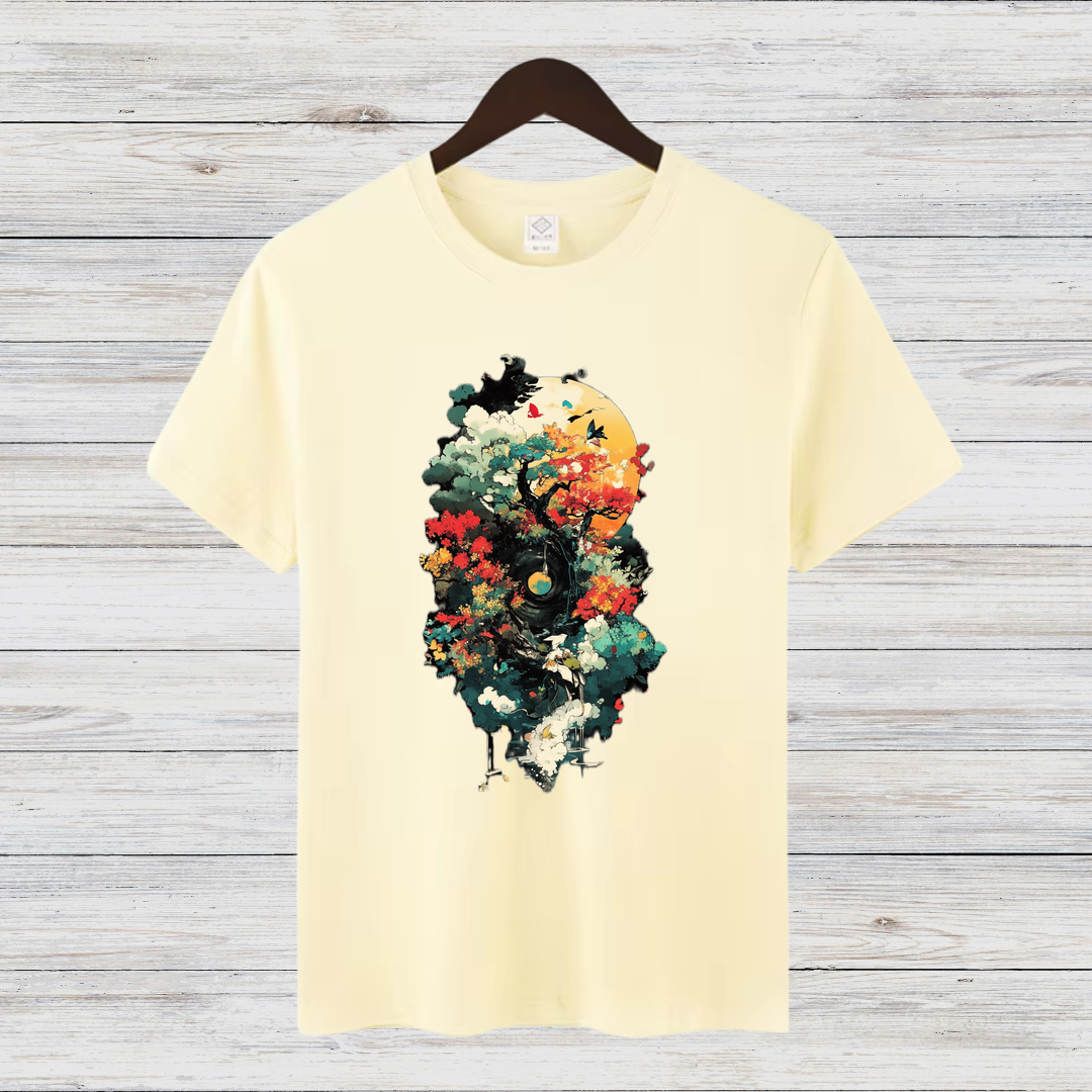 Mystischer Wald | Künstlerisches Natur T-Shirt | Fantasievolles Design | Baumwollshirt für Naturliebhaber