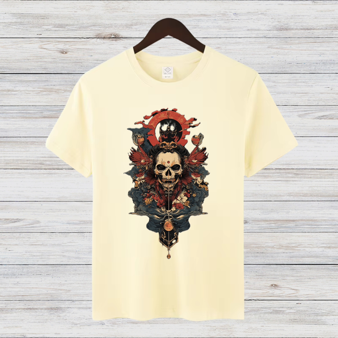 Samurai Totenkopf Shirt | Mystisches Krieger-Design | Cooles Gothic T-Shirt | Statement Shirt für Fans von japanischer Kunst