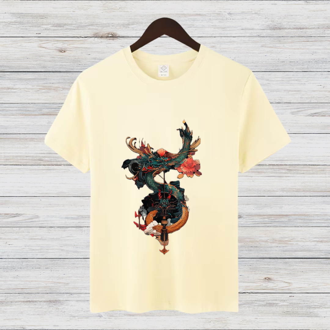 Mystischer Drache | Asiatisches Kunst T-Shirt | Japanischer Stil | Elegantes Baumwollshirt für die kalte Jahreszeit