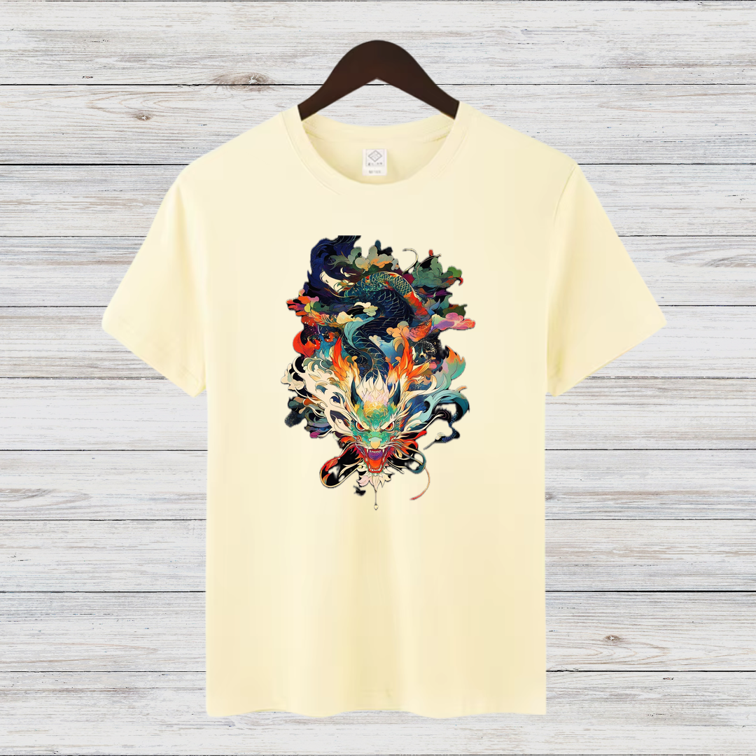 Mystischer Drache | Asiatisches Kunst T-Shirt | Stylisches Drachenmotiv | Baumwollshirt für Fantasy-Fans