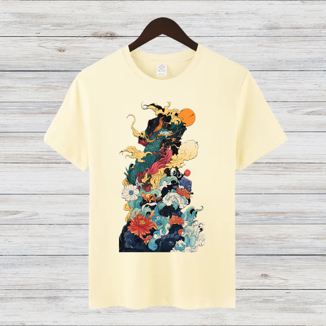 Mystisches Kunst-Shirt | Japanisches Wellen-Design | Stilvolles Winter T-Shirt | Fashion-Statement für Kreative