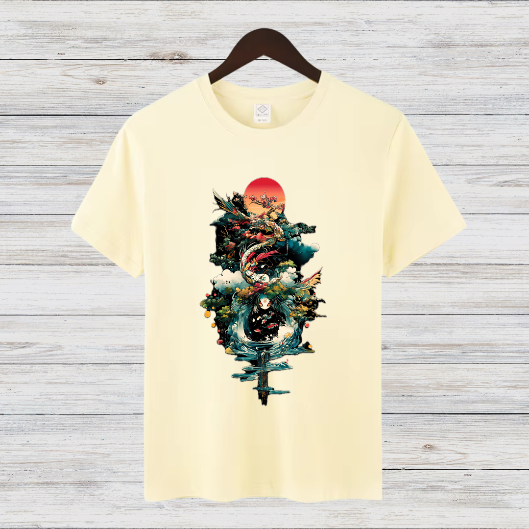 Mystischer Drache | Japanisches Kunst T-Shirt | Asiatisches Design | Fantasy Shirt für Stilbewusste