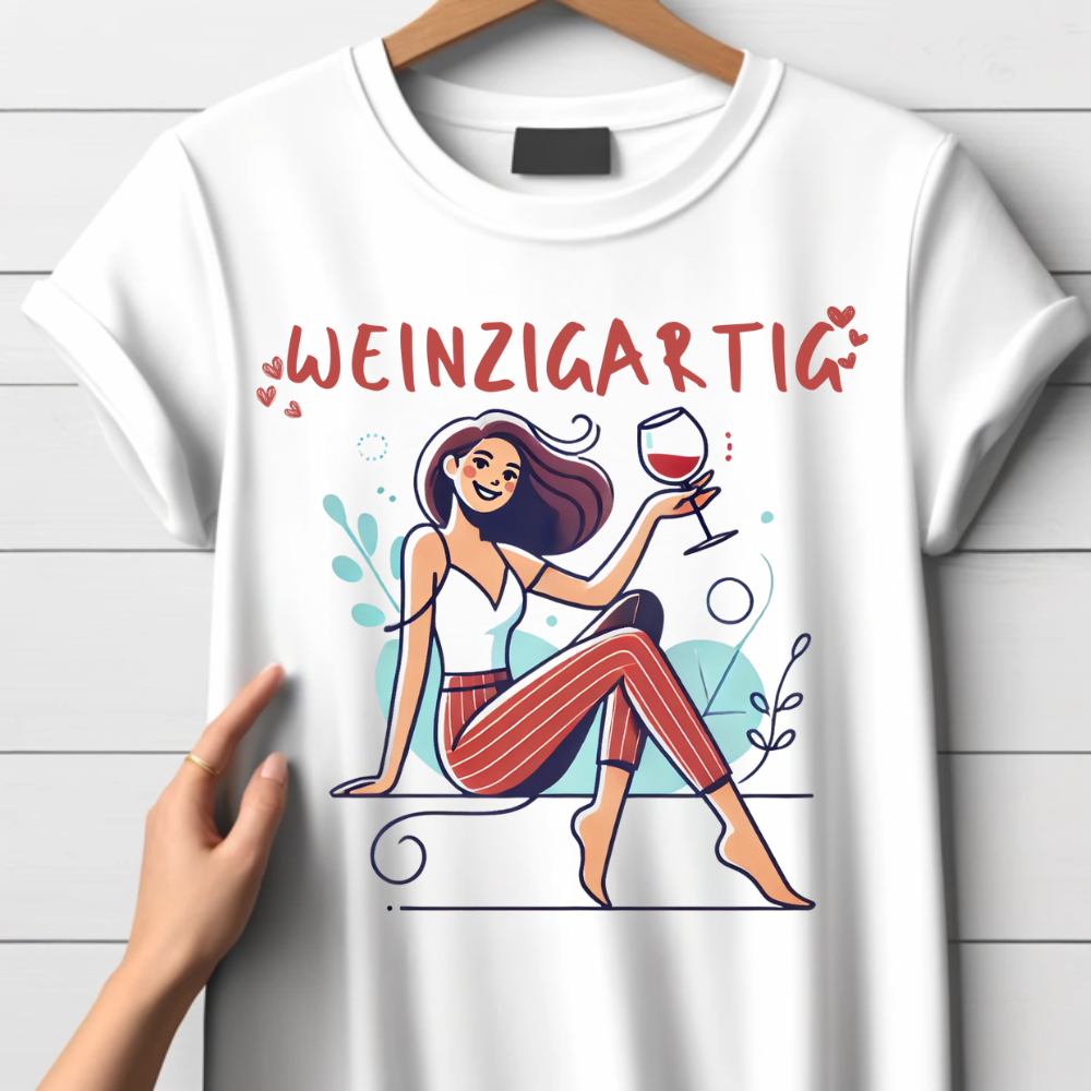 Weinzigartig | Stilvolles Damen T-Shirt | Humorvolles Weindesign | Perfekt für gemütliche Wintertage | Statement Shirt für Weinliebhaberinnen