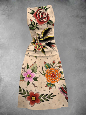 BlossomBliss® - Traditionele maxi-jurk met tattoo-print voor dames