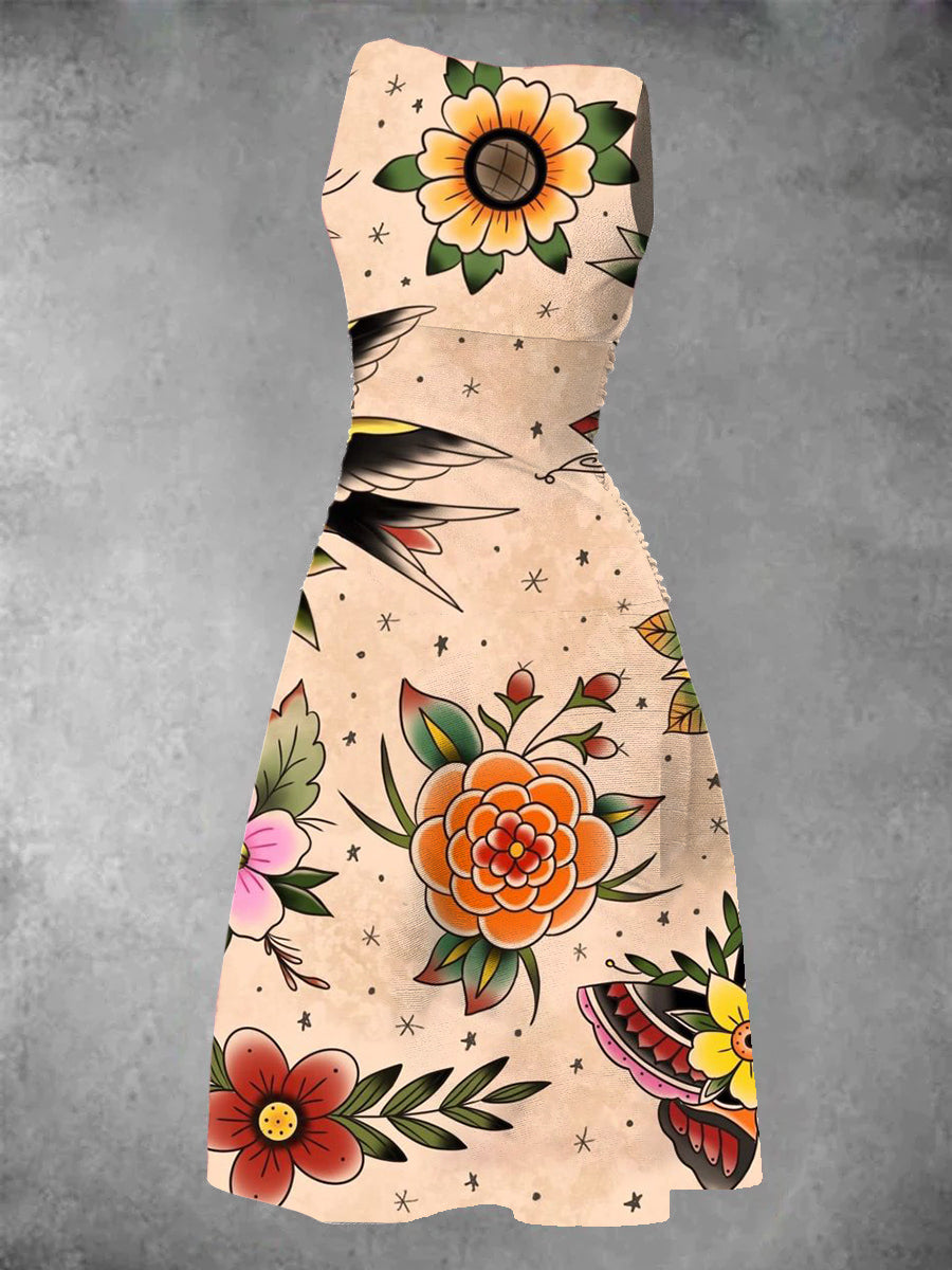 BlossomBliss® - Traditionele maxi-jurk met tattoo-print voor dames