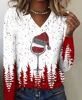 [OUTLET] FallStil® - Tipsy Red Wine Holiday Party-top met lange mouwen