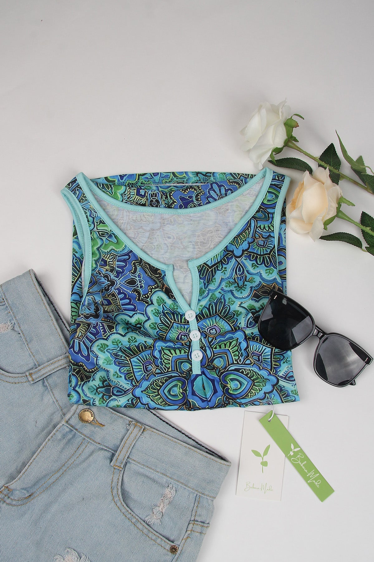 SpringStil® - Groovy mouwloze top met print