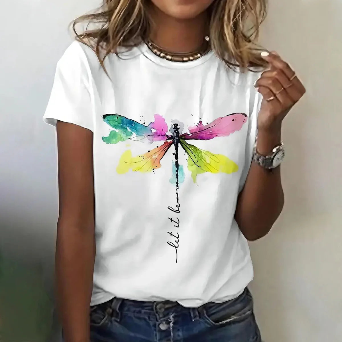 Dragonfly magische top met ronde hals