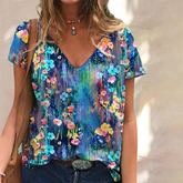 Bloemen blauw shirt