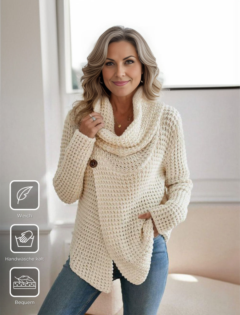 HerbstTrend® - Beige effen trui met hoge halslijn