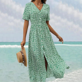 Flower magische groene midi-jurk