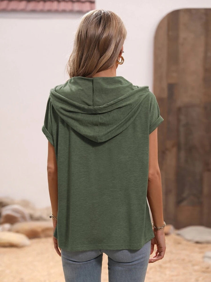 PureWear® - Groene effen hoodie met korte mouwen