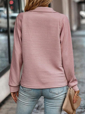 HerbstTrend® - Roze effen top met V-hals