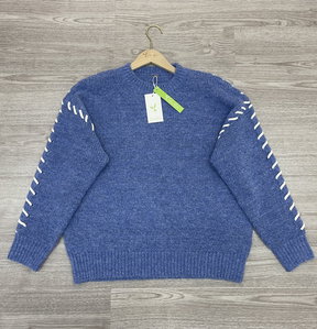 HerbstTrend® - Effen blauwe kindertrui met lange mouwen