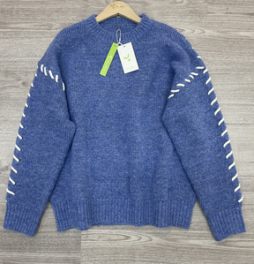 HerbstTrend® - Effen blauwe kindertrui met lange mouwen