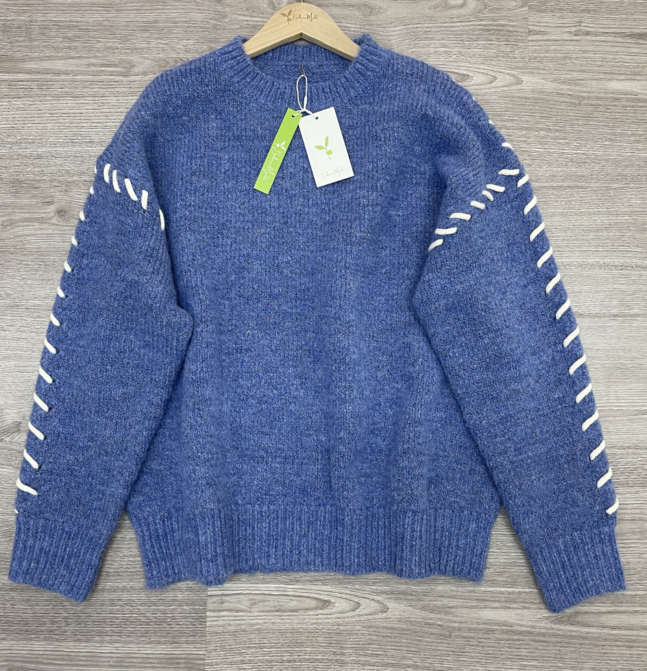 HerbstTrend® - Effen blauwe kindertrui met lange mouwen