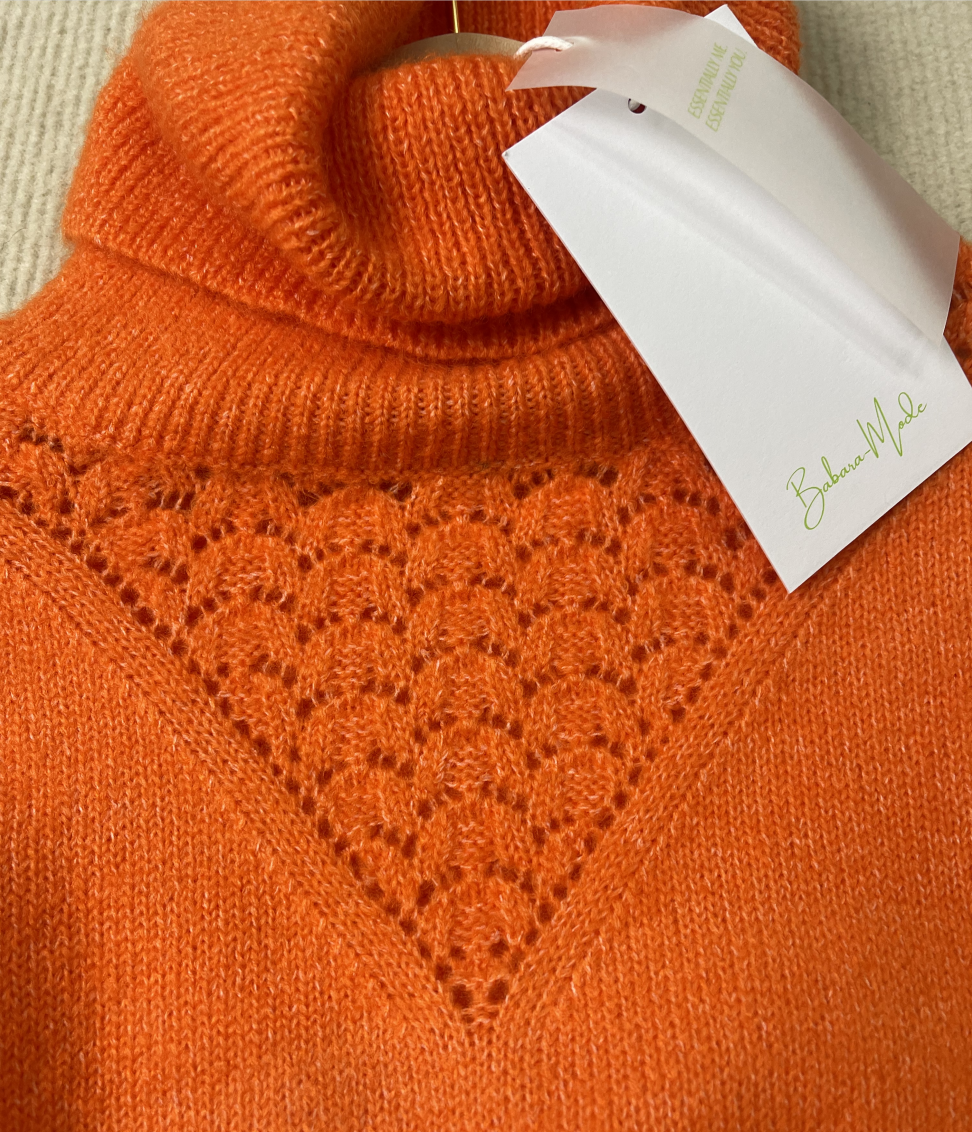 StrickSinn® - Oranje effen trui met col