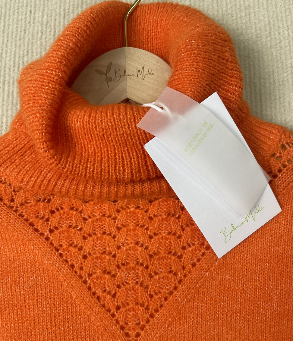 StrickSinn® - Oranje effen trui met col