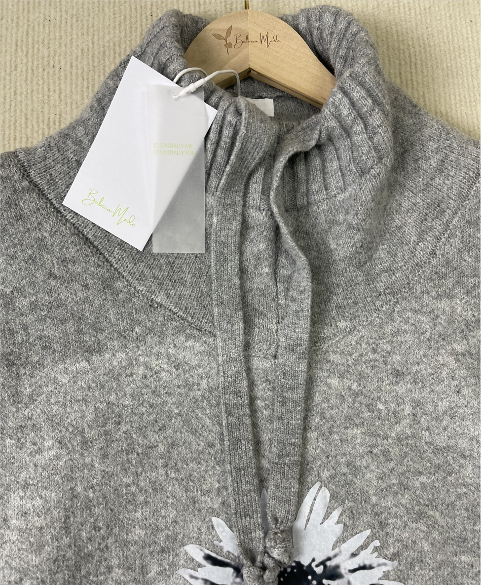 HerbstTrend® - Grijze hoodie met bloemenprint