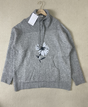 HerbstTrend® - Grijze hoodie met bloemenprint