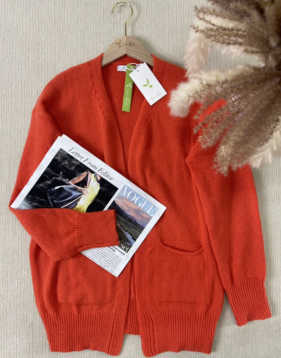 WinterTrend® - Oranje effen vest met lange mouwen